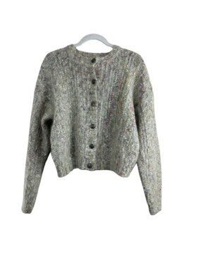Vintage 90s BEST American Confetti Mohair Cardigan Fuzzy Rainbow Large